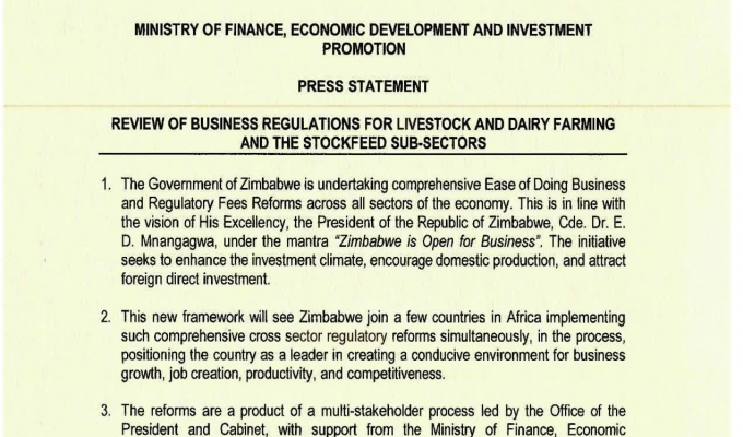 Zimbabwe Overhauls Agribusiness Regulations, Slashes Fees to Boost Farming Sector